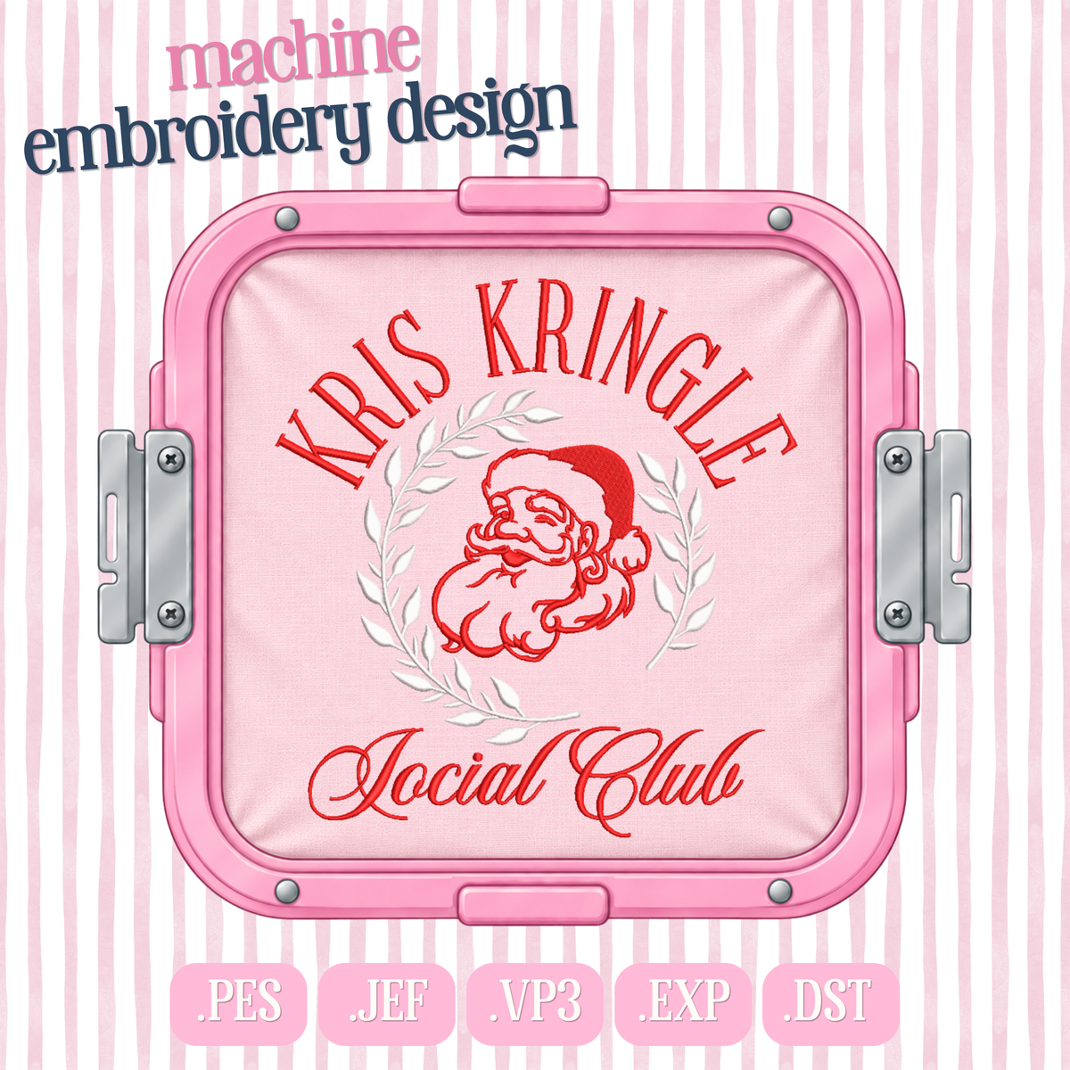Kris Kringle Social Club Embroidery Design