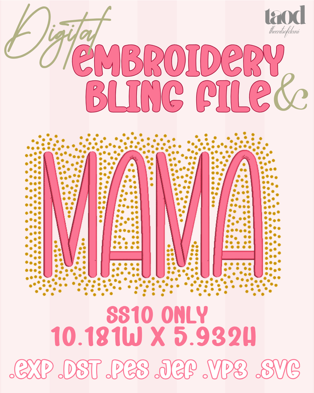 Bubbly Mama Embroidery & Bling SS10 | Template + SVG