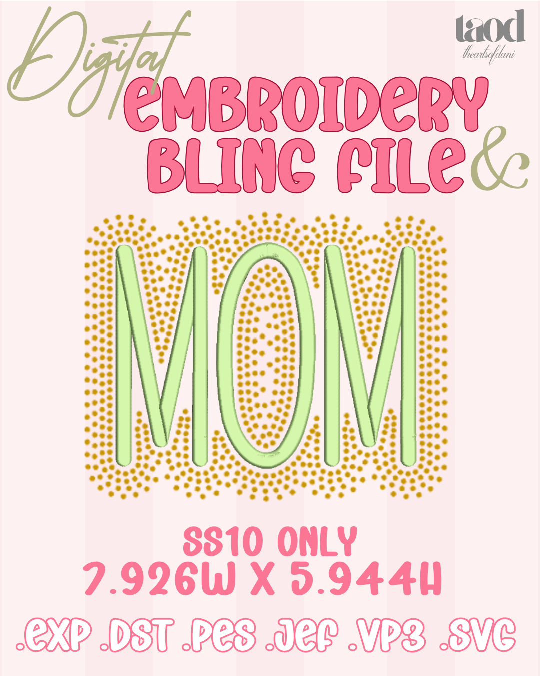Bubbly Mom Embroidery & Bling SS10 | Template + SVG