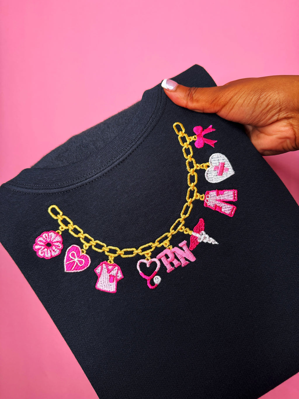 RN Charm Necklace Sweatshirt