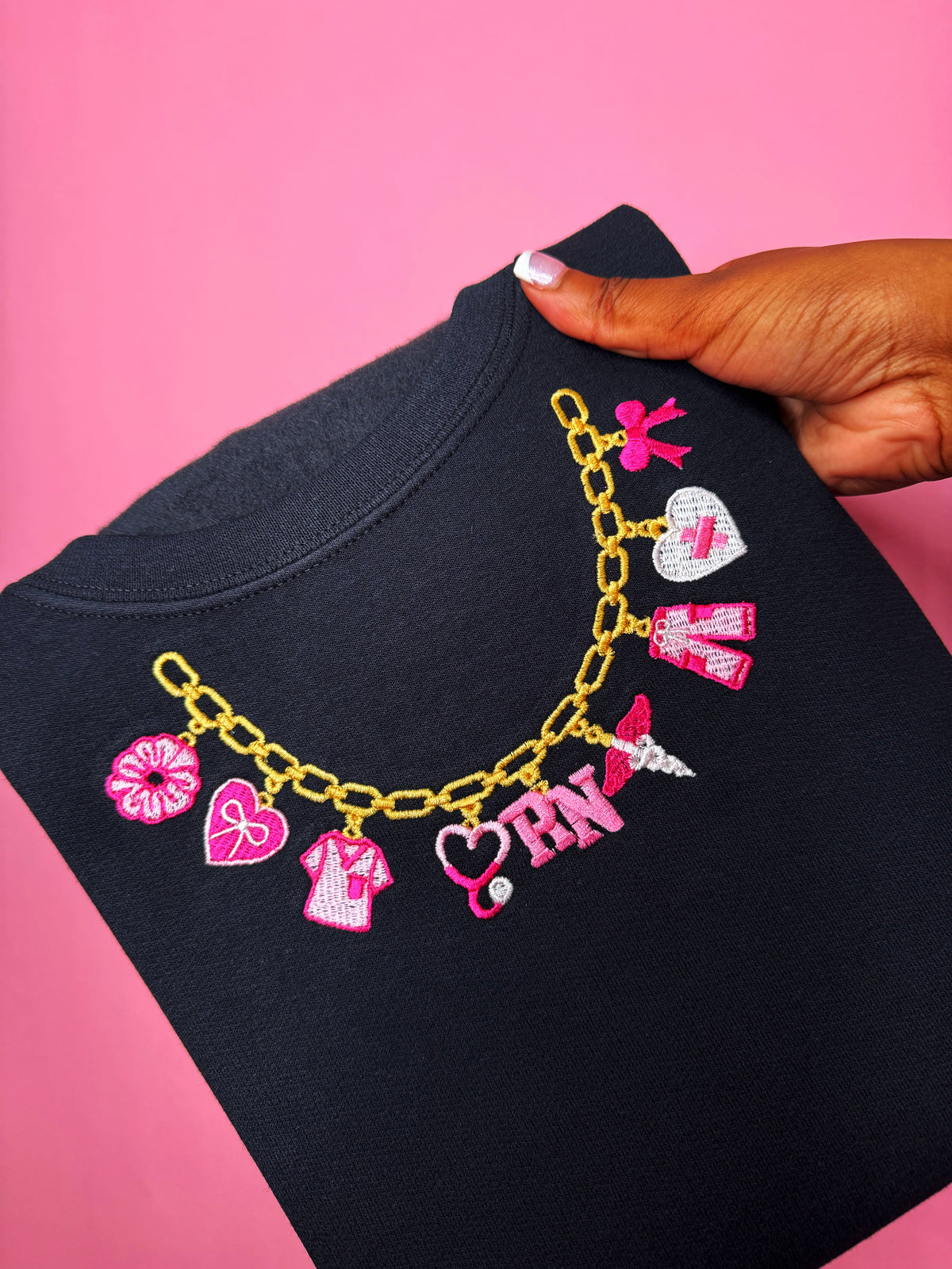 RN Charm Necklace Sweatshirt
